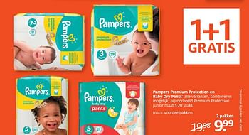 Aanbiedingen Pampers premium protection en baby dry pants - Pampers - Geldig van 04/09/2017 tot 10/09/2017 bij Etos