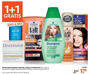 Aanbiedingen Schwarzkopf 7 kruiden shampoo - Schwartzkopf - Geldig van 04/09/2017 tot 10/09/2017 bij Etos
