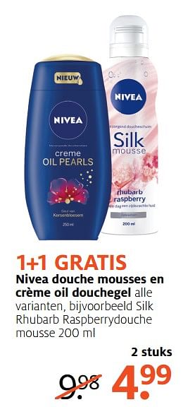 Aanbiedingen Nivea douche mousses en crème oil douchegel - Nivea - Geldig van 04/09/2017 tot 10/09/2017 bij Etos
