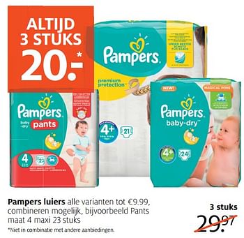 Aanbiedingen Pampers luiers - Pampers - Geldig van 04/09/2017 tot 10/09/2017 bij Etos