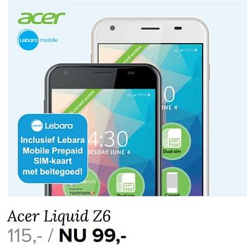 Aanbiedingen Acer liquid z6 - Acer - Geldig van 04/09/2017 tot 10/09/2017 bij Kijkshop