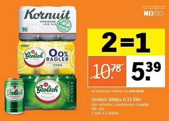Aanbiedingen Grolsch blikjes 0.33 liter - Grolsch - Geldig van 04/09/2017 tot 10/09/2017 bij Albert Heijn