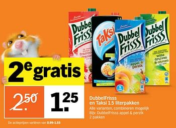 Aanbiedingen Dubbelfrisss appel + perzik - Dubbelfrisss - Geldig van 04/09/2017 tot 10/09/2017 bij Albert Heijn