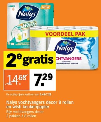 Aanbiedingen Nalys vochtvangers decor en wish keukenpapier - Nalys - Geldig van 04/09/2017 tot 10/09/2017 bij Albert Heijn