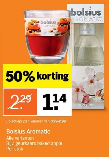 Aanbiedingen Bolsius aromatic geurkaars baked apple - Bolsius - Geldig van 04/09/2017 tot 10/09/2017 bij Albert Heijn