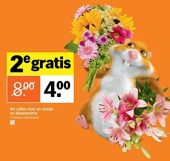 Aanbiedingen Ah lelies roze en oranje en bloemenmix - Huismerk - Albert Heijn - Geldig van 04/09/2017 tot 10/09/2017 bij Albert Heijn