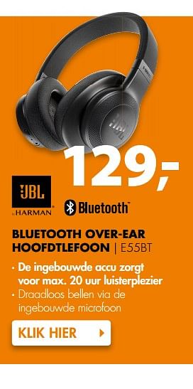 Aanbiedingen Jbl bluetooth over-ear hoofdtlefoon e55bt - JBL - Geldig van 04/09/2017 tot 10/09/2017 bij Expert