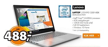Aanbiedingen Lenovo laptop ideapad 320-14isk 80xg0057mh - Lenovo - Geldig van 04/09/2017 tot 10/09/2017 bij Expert