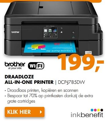 Aanbiedingen Brother draadloze all-in-one printer dcp-j785dw - Brother - Geldig van 04/09/2017 tot 10/09/2017 bij Expert
