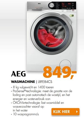 Aanbiedingen Aeg wasmachine l8fe84cs - AEG - Geldig van 04/09/2017 tot 10/09/2017 bij Expert
