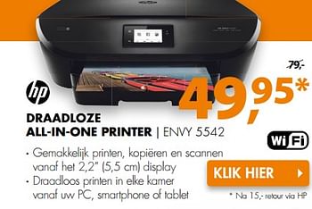 Aanbiedingen Hp draadloze all-in-one printer envy 5542 - HP - Geldig van 04/09/2017 tot 10/09/2017 bij Expert