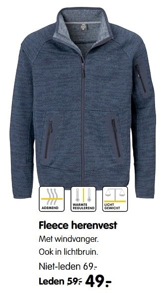 Aanbiedingen Fleece herenvest - Human Nature - Geldig van 04/09/2017 tot 17/09/2017 bij ANWB