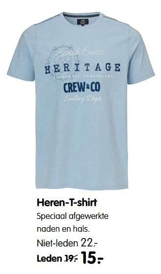 Aanbiedingen Heren-t-shirt - Human Nature - Geldig van 04/09/2017 tot 17/09/2017 bij ANWB