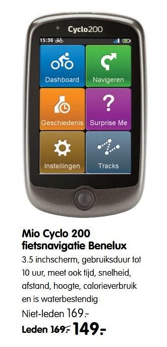 Aanbiedingen Mio cyclo 200 - Mio - Geldig van 04/09/2017 tot 17/09/2017 bij ANWB