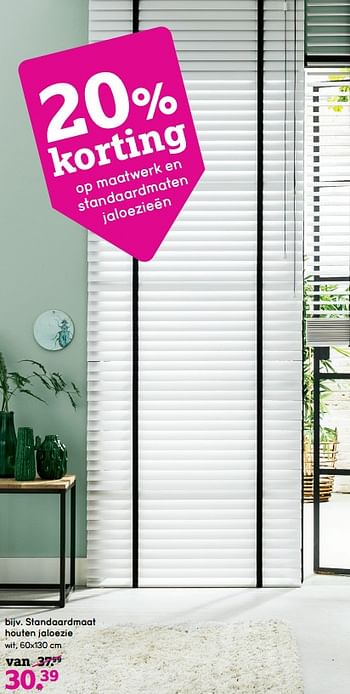 Aanbiedingen Standaardmaat houten jaloezie - Huismerk - Leen Bakker - Geldig van 04/09/2017 tot 17/09/2017 bij Leen Bakker
