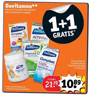 Aanbiedingen Compleet kauw vitamines aardbei - Davitamon - Geldig van 05/09/2017 tot 10/09/2017 bij Kruidvat