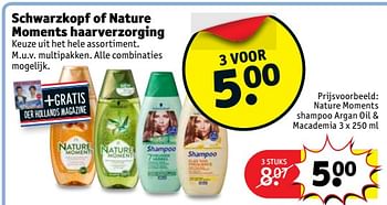Aanbiedingen Nature moments shampoo argan oil + macademia - Schwartzkopf - Geldig van 05/09/2017 tot 10/09/2017 bij Kruidvat