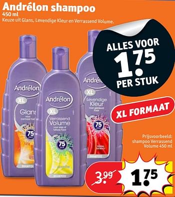 Aanbiedingen Shampoo verrassend volume - Andrelon - Geldig van 05/09/2017 tot 10/09/2017 bij Kruidvat