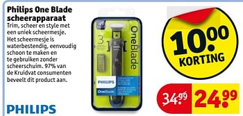 Aanbiedingen Philips one blade scheerapparaat - Philips - Geldig van 05/09/2017 tot 10/09/2017 bij Kruidvat