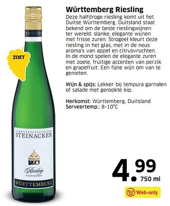 Aanbiedingen Württemberg riesling - Witte wijnen - Geldig van 07/09/2017 tot 17/09/2017 bij Lidl