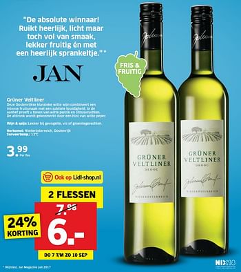 Aanbiedingen Grüner veltliner - Witte wijnen - Geldig van 07/09/2017 tot 17/09/2017 bij Lidl