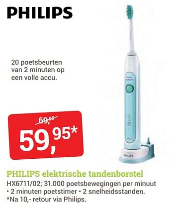 Aanbiedingen Philips elektrische tandenborstel hx6711-02 - Philips - Geldig van 04/09/2017 tot 17/09/2017 bij BCC