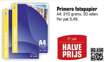 Aanbiedingen Primera fotopapier - Huismerk - Primera - Geldig van 03/09/2017 tot 24/09/2017 bij Primera