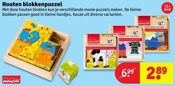 Aanbiedingen Houten blokkenpuzzel - Playing Kids - Geldig van 05/09/2017 tot 10/09/2017 bij Kruidvat