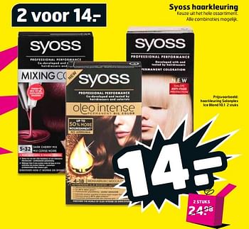 Aanbiedingen Haarkleuring salonplex ice blond 10.1 - Syoss - Geldig van 05/09/2017 tot 17/09/2017 bij Trekpleister