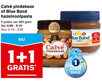 Aanbiedingen Calvé pindakaas of blue band hazelnootpasta - Huismerk - Hoogvliet - Geldig van 06/09/2017 tot 12/09/2017 bij Hoogvliet