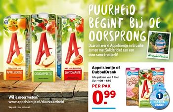 Aanbiedingen Appelsientje of dubbeldrank - Appelsientje - Geldig van 06/09/2017 tot 12/09/2017 bij Hoogvliet