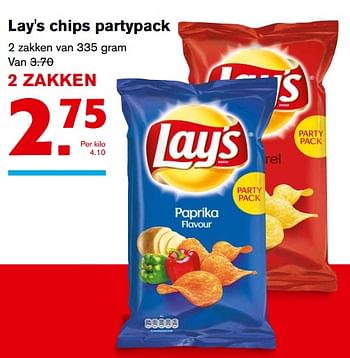 Aanbiedingen Lay`s chips partypack - Lay's - Geldig van 06/09/2017 tot 12/09/2017 bij Hoogvliet
