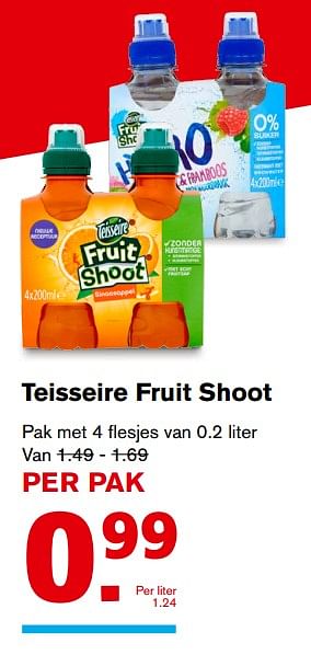 Aanbiedingen Teisseire fruit shoot - Teisseire - Geldig van 06/09/2017 tot 12/09/2017 bij Hoogvliet