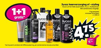 Aanbiedingen Shampoo shine boost - Syoss - Geldig van 05/09/2017 tot 17/09/2017 bij Trekpleister
