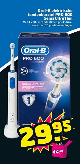 Aanbiedingen Oral-b elektrische tandenborstel pro 600 sensi ultrathin - Oral-B - Geldig van 05/09/2017 tot 17/09/2017 bij Trekpleister