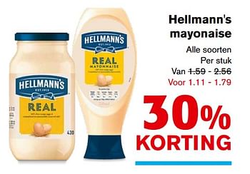 Aanbiedingen Hellmann`s mayonaise - Hellman's - Geldig van 06/09/2017 tot 12/09/2017 bij Hoogvliet
