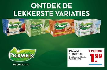 Aanbiedingen Pickwick 1-kops thee - Pickwick - Geldig van 06/09/2017 tot 12/09/2017 bij Hoogvliet
