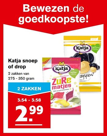 Aanbiedingen Katja snoep of drop - Katja - Geldig van 06/09/2017 tot 12/09/2017 bij Hoogvliet