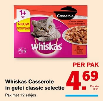 Aanbiedingen Whiskas casserole in gelei classic selectie - Whiskas - Geldig van 06/09/2017 tot 12/09/2017 bij Hoogvliet