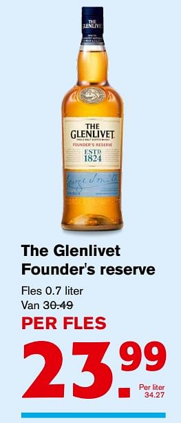 Aanbiedingen The glenlivet founder`s reserve - The glenlivet - Geldig van 06/09/2017 tot 12/09/2017 bij Hoogvliet