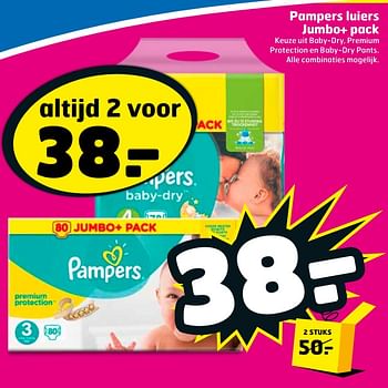 Aanbiedingen Pampers luiers jumbo+ pack - Pampers - Geldig van 05/09/2017 tot 17/09/2017 bij Trekpleister