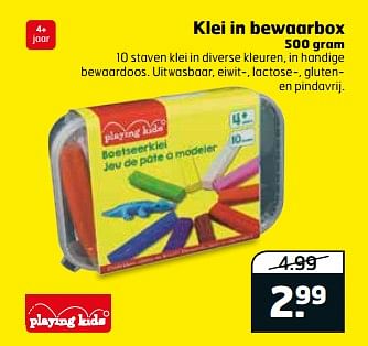 Aanbiedingen Klei in bewaarbox - Playing Kids - Geldig van 05/09/2017 tot 17/09/2017 bij Trekpleister