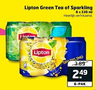 Aanbiedingen Lipton green tea of sparkling - Lipton - Geldig van 05/09/2017 tot 17/09/2017 bij Trekpleister