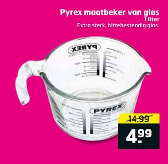 Aanbiedingen Pyrex maatbeker van glas - Pyrex - Geldig van 05/09/2017 tot 17/09/2017 bij Trekpleister