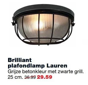 Aanbiedingen Brilliant plafondlamp lauren - Brilliant - Geldig van 11/09/2017 tot 24/09/2017 bij Praxis