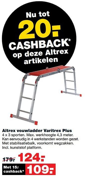 Aanbiedingen Altrex vouwladder varitrex plus - Altrex - Geldig van 11/09/2017 tot 24/09/2017 bij Praxis