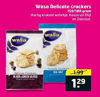 Aanbiedingen Wasa delicate crackers - Wasa - Geldig van 05/09/2017 tot 17/09/2017 bij Trekpleister