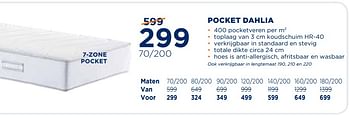 Aanbiedingen Pocket dahlia - Huismerk - TotaalBed - Geldig van 04/09/2017 tot 17/10/2017 bij TotaalBed