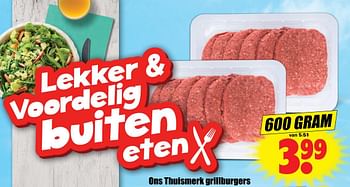 Aanbiedingen Ons thuismerk grillburgers - Huismerk - Dirk - Geldig van 04/09/2017 tot 09/09/2017 bij Lekker Doen