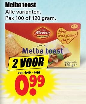 Aanbiedingen Melba toast - Melba - Geldig van 04/09/2017 tot 09/09/2017 bij Lekker Doen